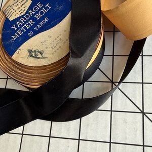Vintage Black Satin Ribbon Yardage Bolt No. 5 5/8” Wide Original 20 Yard Notions